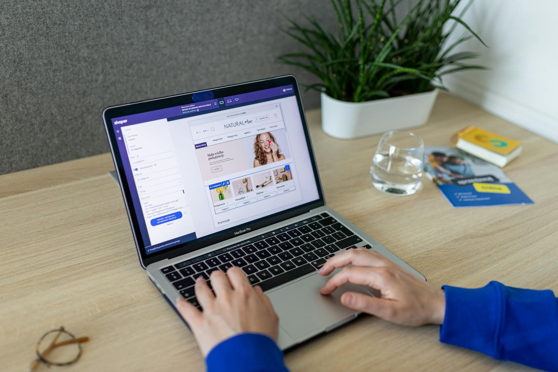 Shopify store owner optimizing their e-commerce website for search engine rankings on a laptop screen