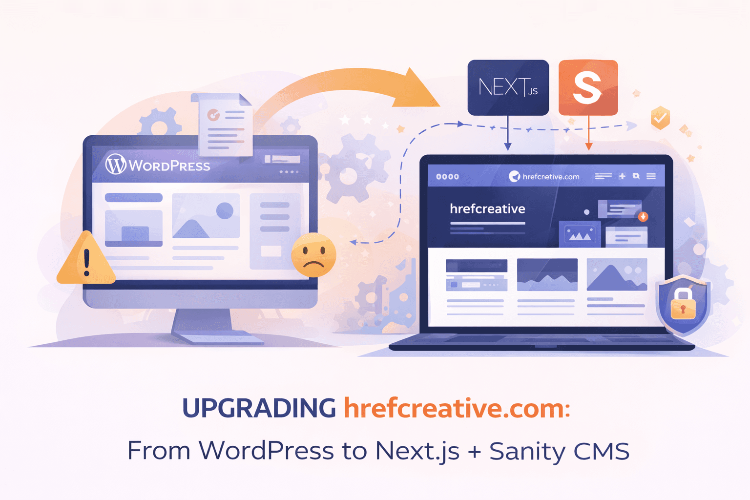 Href Creative website rebuild case study: WordPress to Next.js migration with performance metrics showing 91 Lighthouse score